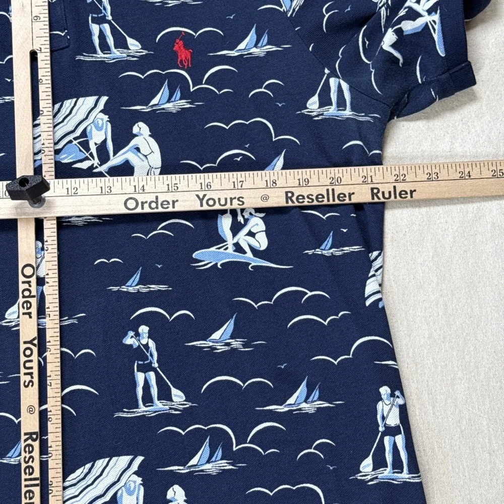 Polo Ralph Lauren Mens XL Navy Blue Swimmer Surfer Shirt Mesh All Over Print